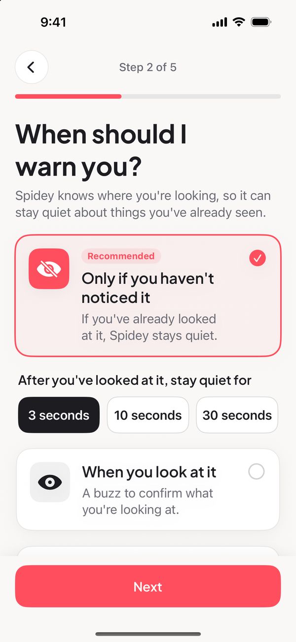 Choose when to warn you